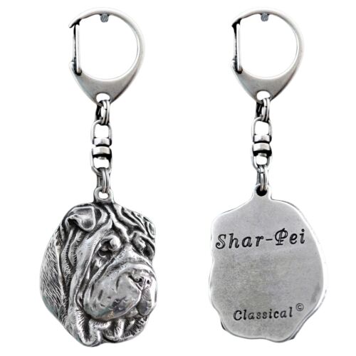 Shar Pei - ezüstözött kutya kulcstartó, táskadísz, hátizsák medál, Art-Dog