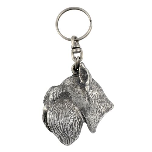 Schnauzer - ezüstözött kutya kulcstartó, táskadísz, hátizsák medál, Art-Dog