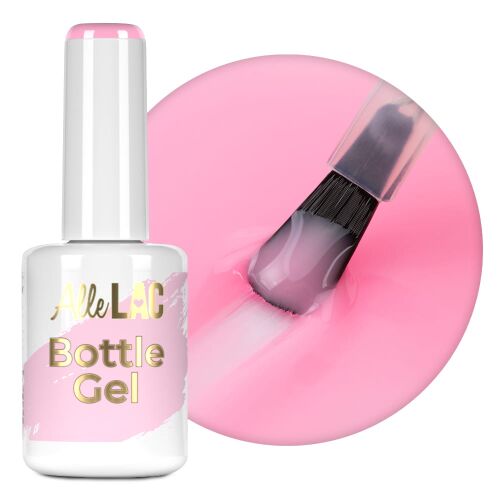 AlleLac Candy Pink üveggél körömlakk ecsettel és színmintával - Gél lakk