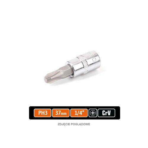 1/4"-os dugókulcs PH bittel 37 mm/PH3 / TEGER 165828914 - Dugókulcs