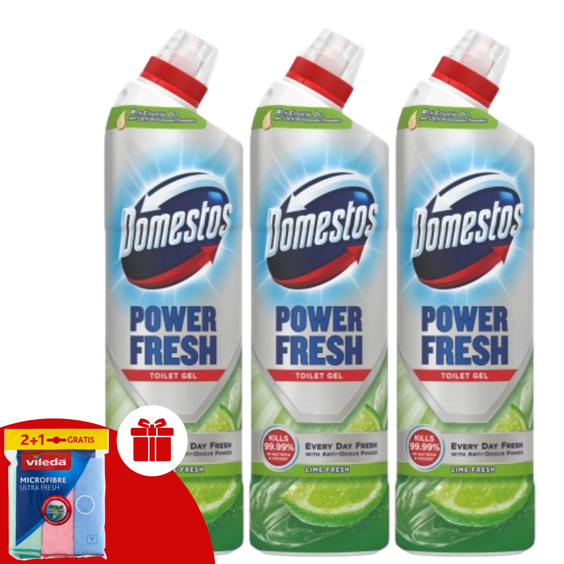 E-shop Domestos Power Fresh Čistiaci gél na toaletu Limetka 3x700ml + da...