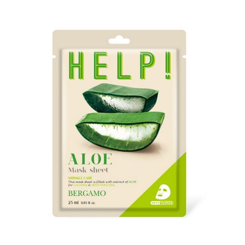 BERGAMO HELP! Aloe arcmaszk ránctalanító, nyugtató és hidratáló hatással, 25ml - Bőrápoló maszk és pakolás