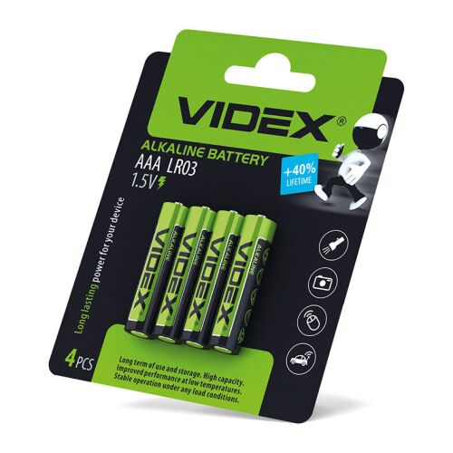 4 db. Erős Alkáli Elem Készlet Videx AAA LR03 1.5V 1200 mAh 184209561 - TV és szórakozás