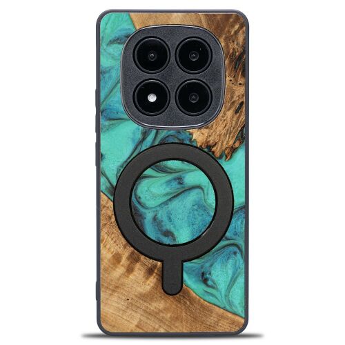 Egyedi Bewood tok Xiaomi Redmi Note 14 Pro 5G-hez - türkiz MagSafe-fel