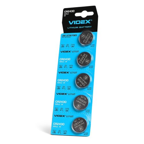 5 db-os tartós, nagy teljesítményű lítium gombelem készlet Videx 5011LC CR2430 3V 290mAh 153601632 - TV és szórakozás