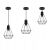 Három MODERN EDISON DIAMOND LOFT Függőlámpa, fekete