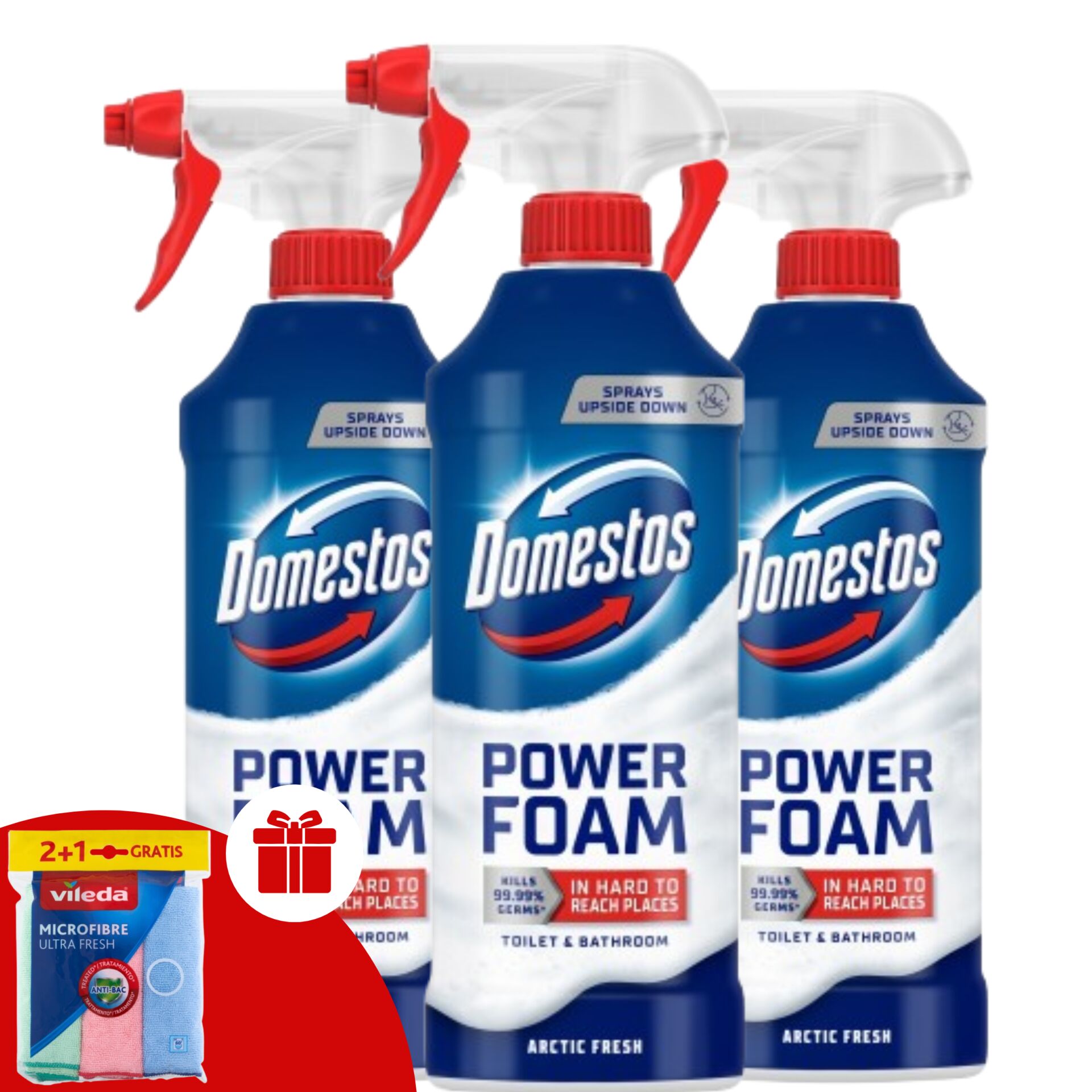E-shop Domestos Power Foam Spray Arctic Fresh 3x435ml + darčekové obrúsk...