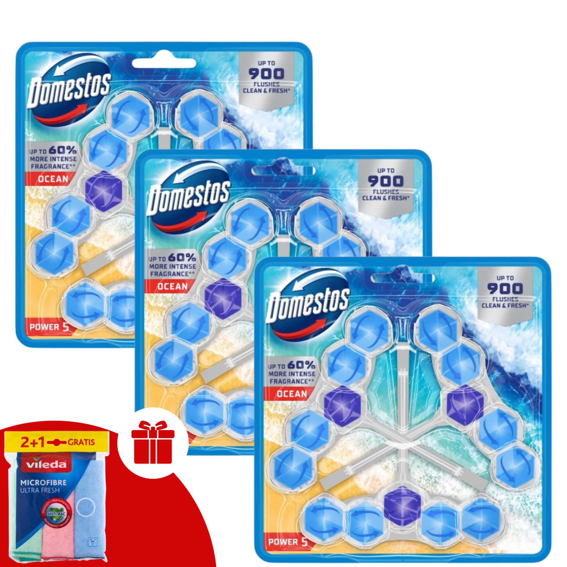 E-shop Domestos Power5 Osviežovač toalety Ocean (9x50g) + darčekové obrú...