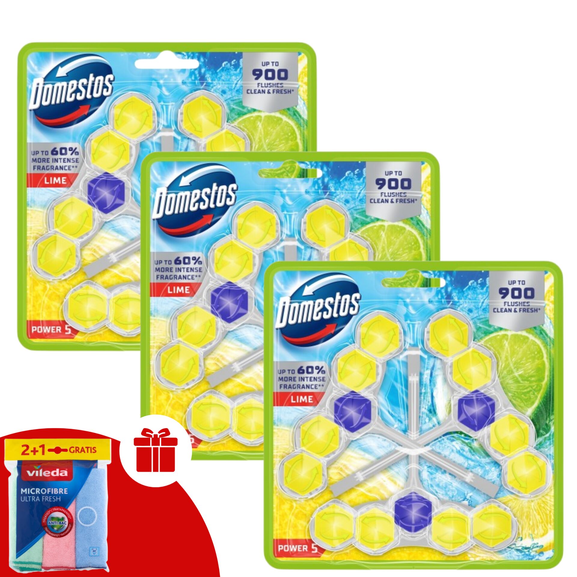 E-shop Domestos Power5 osviežovač WC blok Limetka (9x50g) + darčekové ob...
