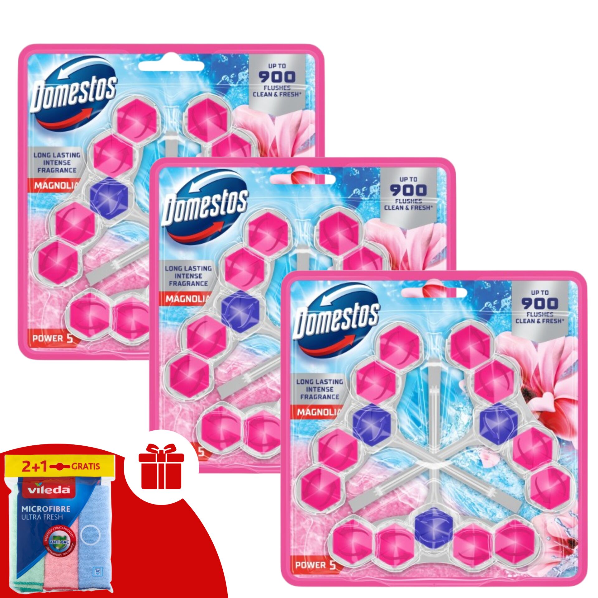 E-shop Domestos Power5 Osviežovač toalety blok Magnólia (9x50g) + darček...