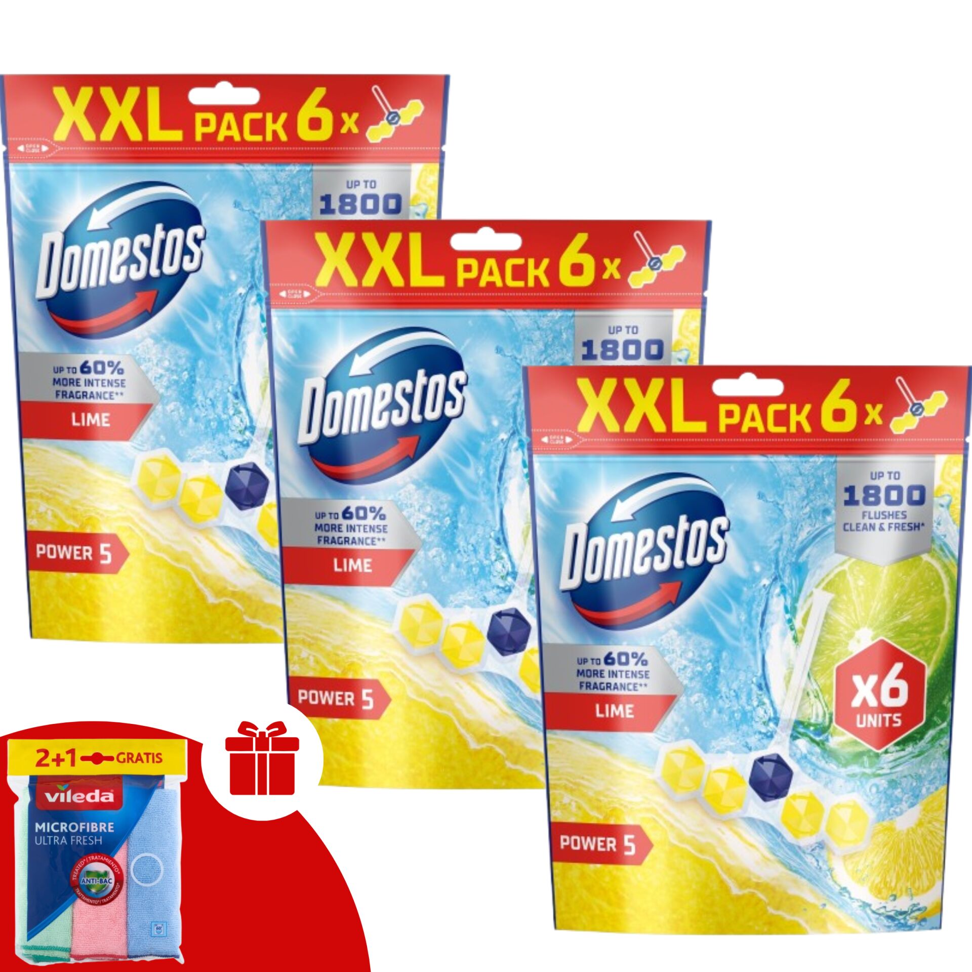 E-shop Domestos Power5 osviežovač WC blok Limetka (18x50g) + darčekové o...