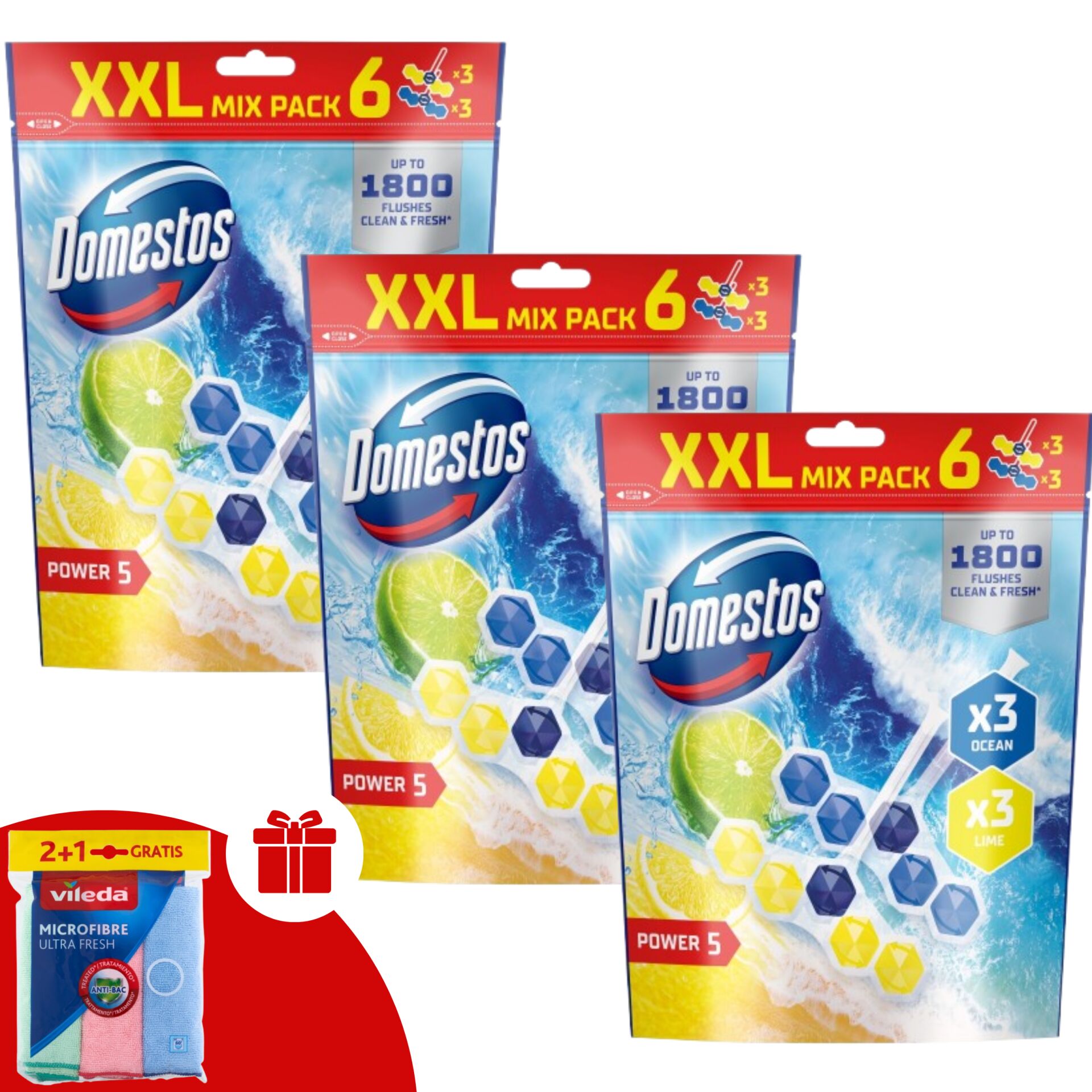 E-shop Domestos Power5 Osviežovač WC blok mix Lime &amp;amp; Ocean (18x5...