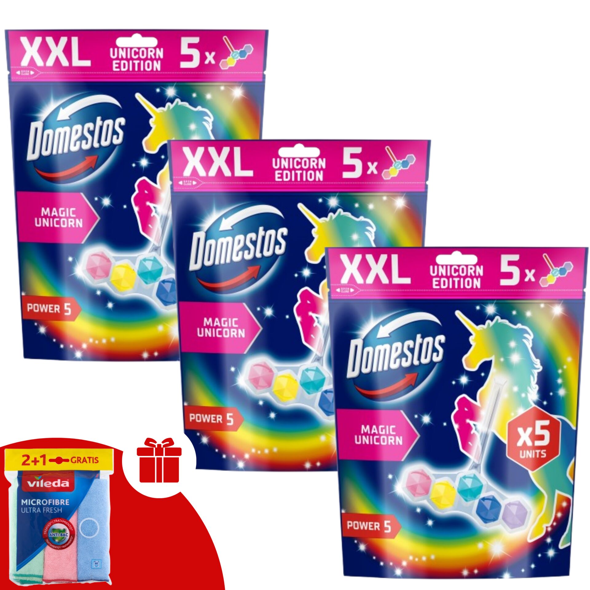 E-shop Domestos Power5 Blok na osvieženie toalety Magic Unicorn (750x50g...