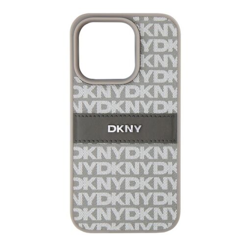 iPhone 15 Pro DKNY REPEAT PATTERN TONAL STRIPE szilikon telefonvédő ütésállóság, bőr hatású hátlap, BÉZS 150443513 - CG Mobile