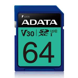 ADATA Premier Pro SDXC Memóriakártya - 64GB - UHS-I U3 V30 - 100/80 MB/s