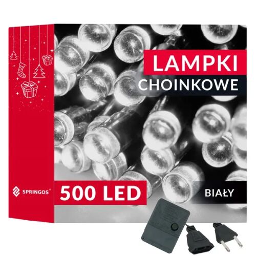 Springos programozható fényfüzér 500LED, 34,5m, hideg fehér