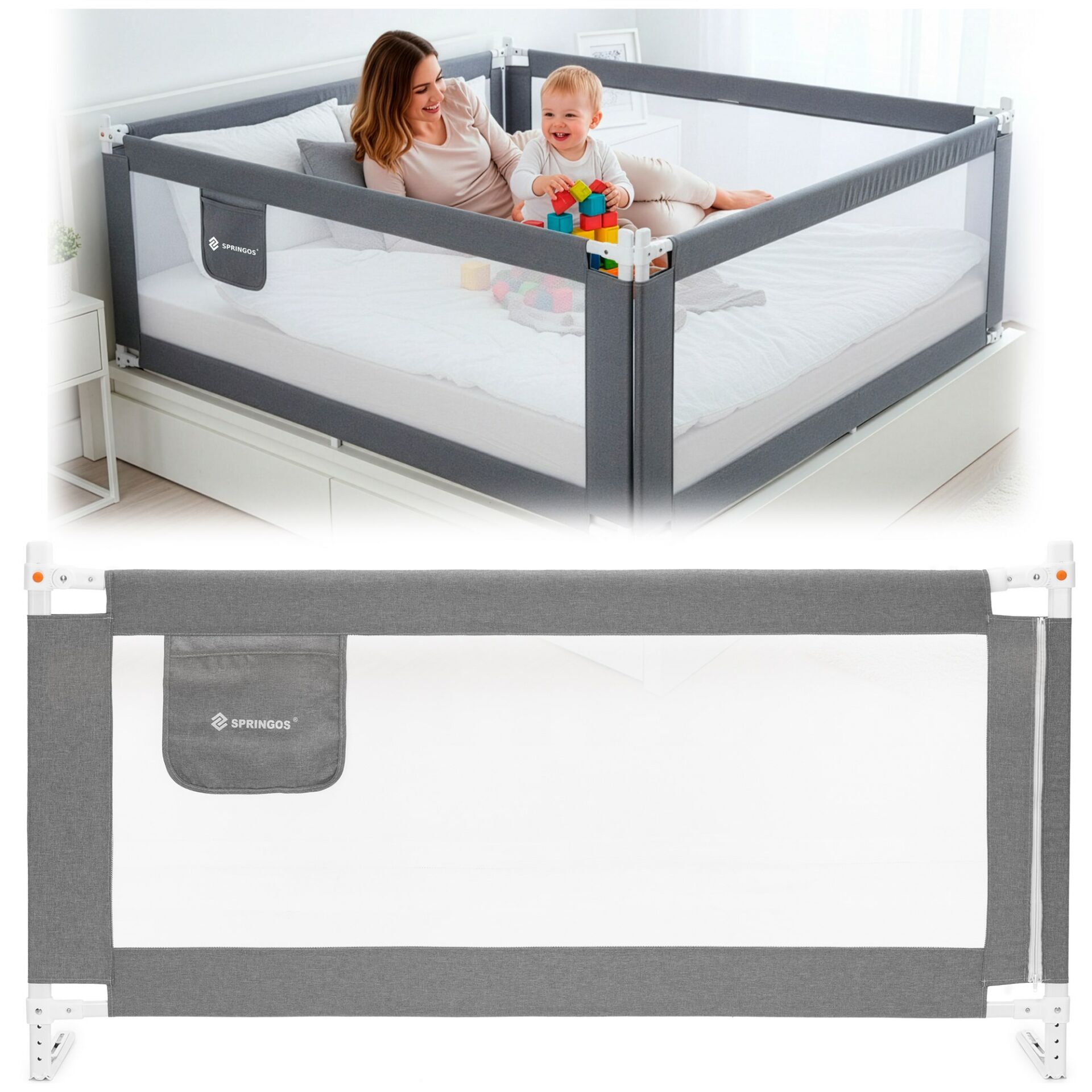 E-shop Nastaviteľný tlmič pádu Springos 200 cm - sivý