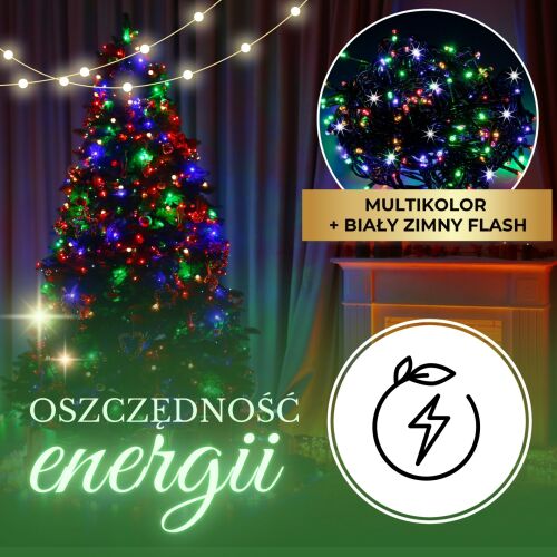 Springos programozható fényfüzér 500LED, 34,5m, többszínű