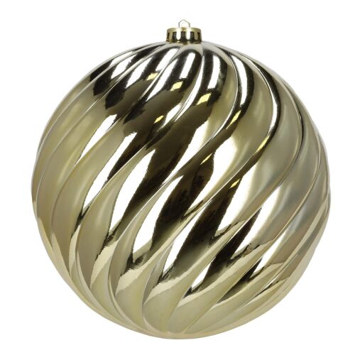 Ca0985 arany karácsonyi gömb, 20cm, spirál mintázat - Springos