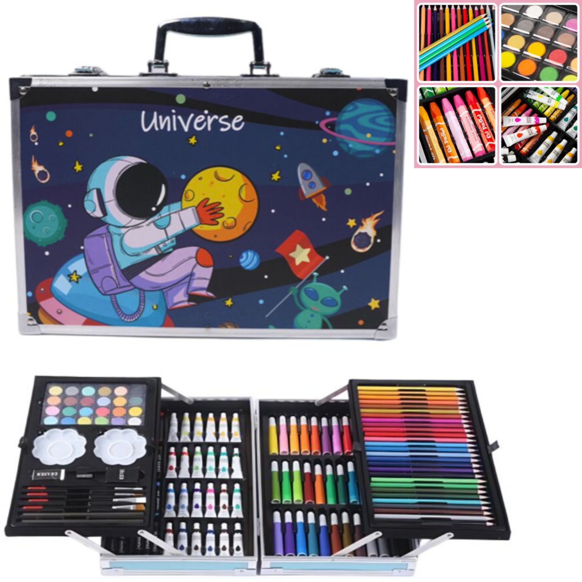 E-shop Pepita Súprava na kreslenie a maľovanie v kufríku 145ks - Vesmír