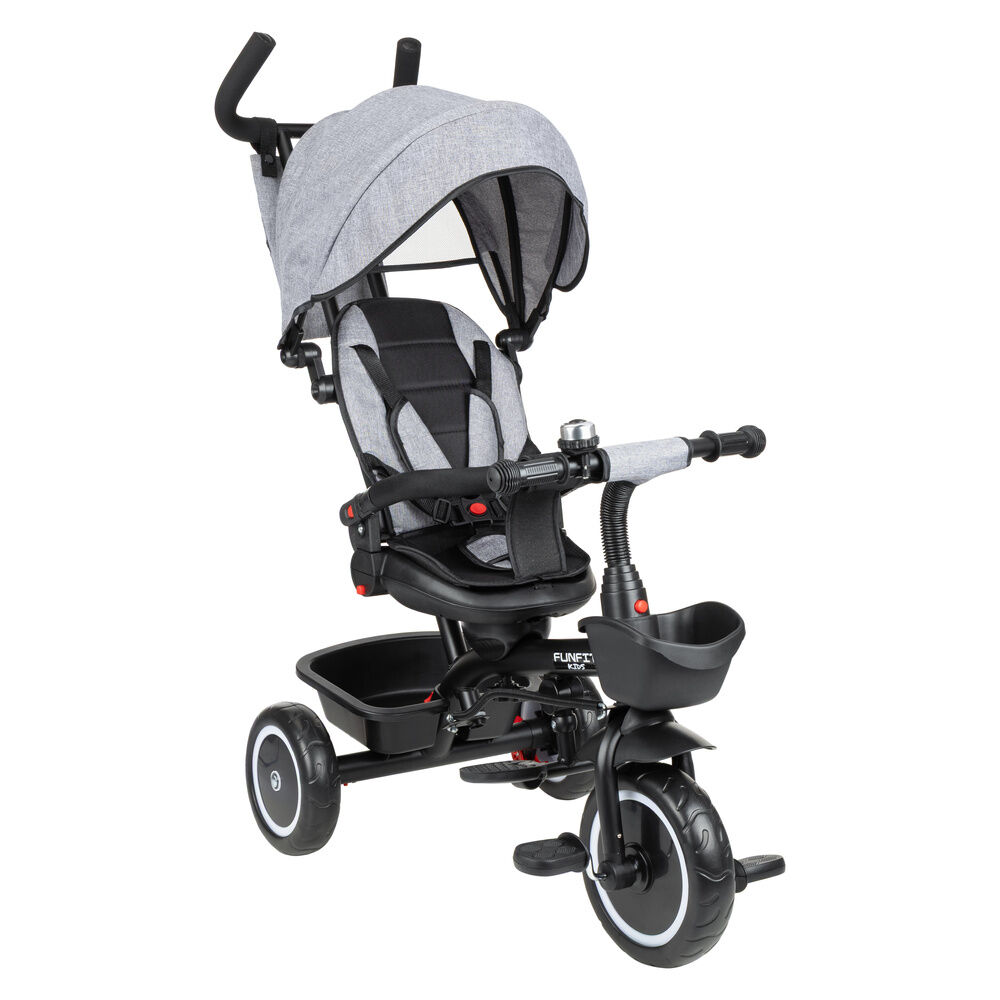 E-shop Funfit Kids Twist 360° otočná trojkolka s klaksónom - sivá