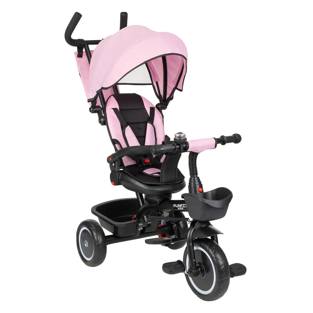 E-shop Funfit Kids Twist 360° otočná trojkolka s paličkou - ružová