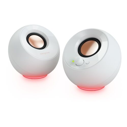 Creative Pebble SE RGB 2.0 Fehér Hangfalak, ferde nézet - PC hangszóró