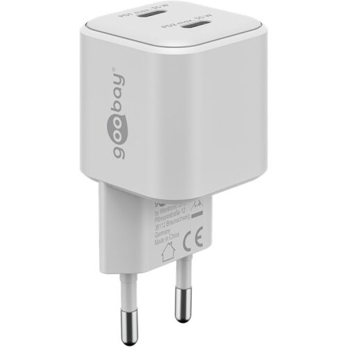 Goobay 75334 Dual Nano USB-C GaN Hálózati Gyorstöltő Adapter Készlet 35W - Fehér (2 darabos)