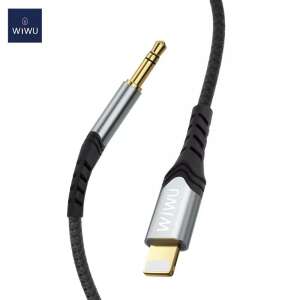WiWU sztereó audio AUX kábel 3,5 mm-es jack/Lightning 1,5m YP02 - Fekete