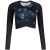 Fekete Altisport női hosszú ujjú crop top lapos fektetve