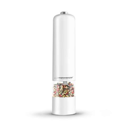 Esperanza electric pepper grinder, white, for grinding pepper and salt, adjustable grind size