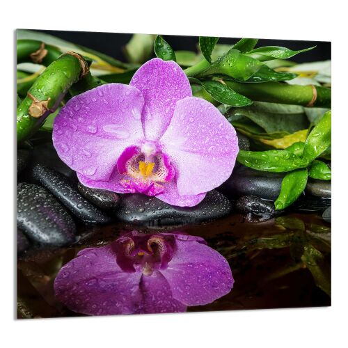KONYHAI ÜVEG 65x60 Orchidea konyhai üvegpanel orchidea mintával 