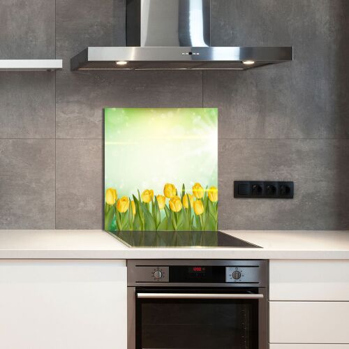 KONYHAI ÜVEG PANEL 60x65 Tulipánok konyhai üvegpanel hátfal - Tűzhelyvédő