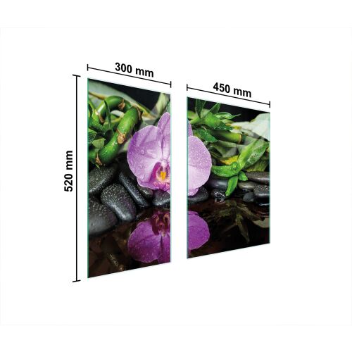 TMK ArtDeko üveg főzőlapvédő 75x52 cm orchidea mintával és méretekkel - Tűzhelyvédő