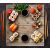 KONYHAI ÜVEG 60x65 Fa edzett üveg konyhai panel sushi elrendezéssel, fa háttér