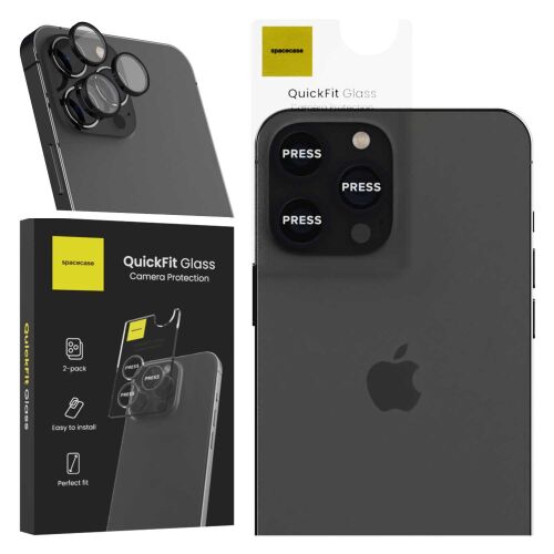 Spacecase QuickFit kamera lencsevédő iPhone 13 Pro/Pro Max kollázs 