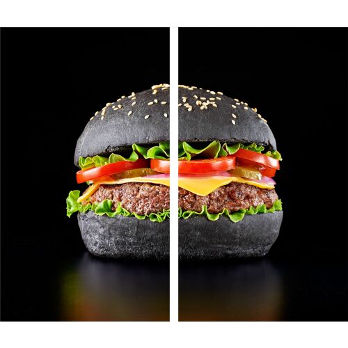 TMK ArtDeko 2 részes üveg vágódeszka fekete hamburger mintával 