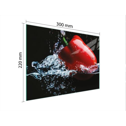 TMK ArtDeko Üveg Vágódeszka 30x22 Paprika mintával, Konyhai Pultvédő 