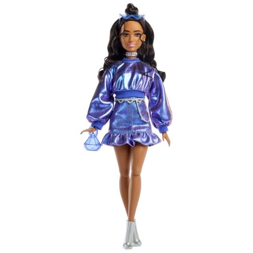 BARBIE DELUXE STYLE Barbie baba, fémes kék ruha
