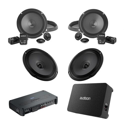 Audison autóhifi rendszer hangszórókkal, mélynyomóval és erősítővel - Audison