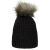 Fekete kötött beanie sapka szőrme pompommal