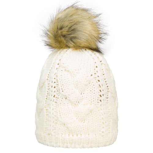 Passigatti női fehér kötött sapka pomponnal, meleg téli beanie 