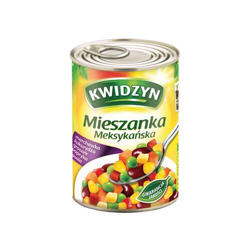 Kwidzyn Mexikói mix 400g konzerv zöldségkeverék, sárgarépa, kukorica, borsó, paprika, bab - Konzerv