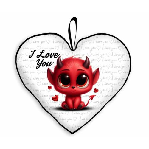Díszpárna - Szív alakú, I love you ördög 35 cm
