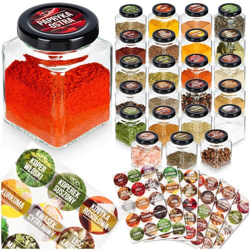 Üveg fűszertartó 100 ml 24 db + 90 matrica