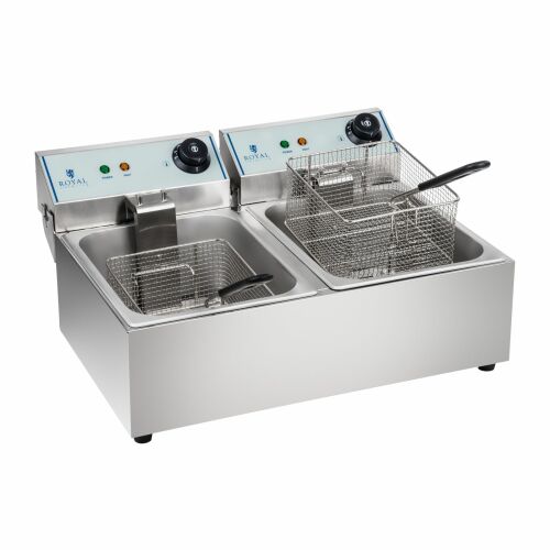 Royal Catering dupla elektromos fritőz, 2x5L kapacitás 