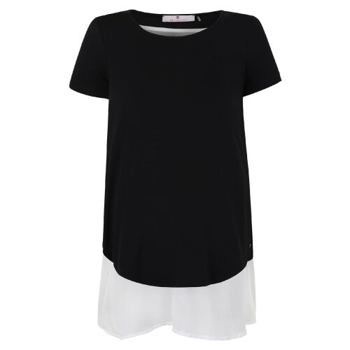Női fekete rövid ujjú szoptatós blúz, haspántos, kismama mintával 151829794 - Kismama póló és top