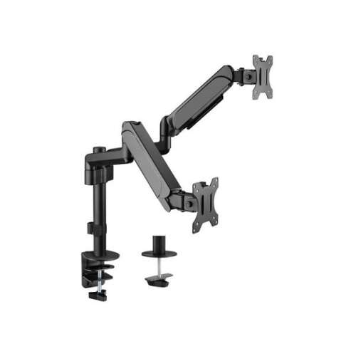 Equip 650133 dual monitor desk mount, black, with clamp and grommet mounting options