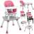 6-in-1 Baby Hochstuhl-Set mit rosa Sitz und grauem Tisch, <product_name> Marke