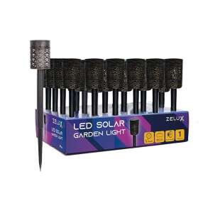 Zelux LED Solarna Lampa Ogrodowa, czarna, z wzorem - Latarnia słoneczna